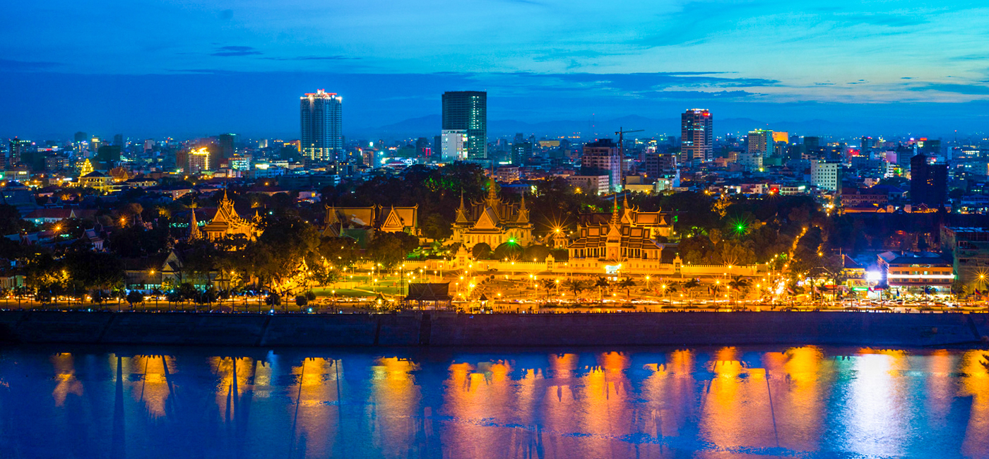 Phnom Penh, City Night View ...